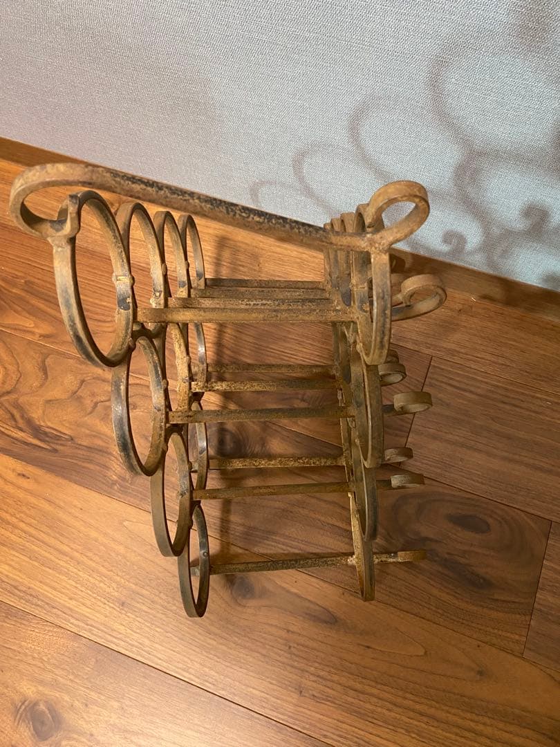 フランス　アンティーク　ワインラック　アイアン　葡萄柄　鉄