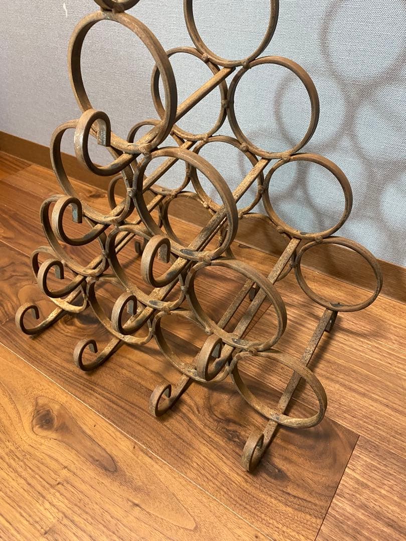 フランス　アンティーク　ワインラック　アイアン　葡萄柄　鉄