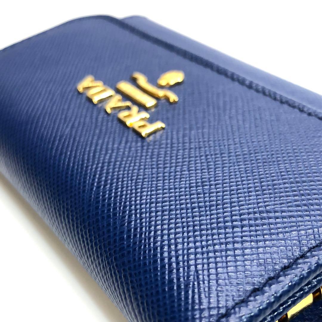 【saki様】未使用級✨箱付 プラダ サフィアーノレザー 6連キーケース ブルー