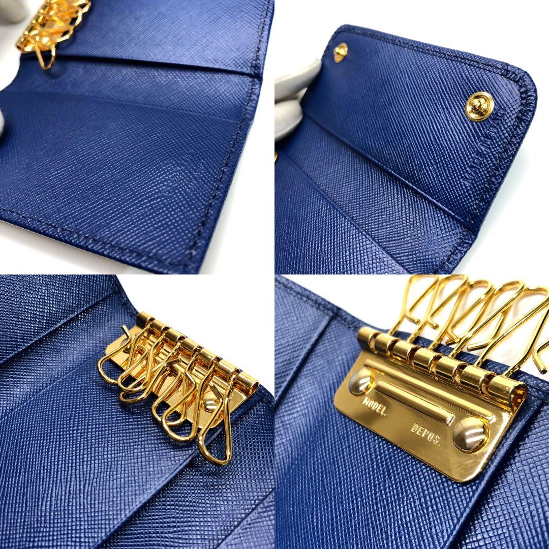 【saki様】未使用級✨箱付 プラダ サフィアーノレザー 6連キーケース ブルー