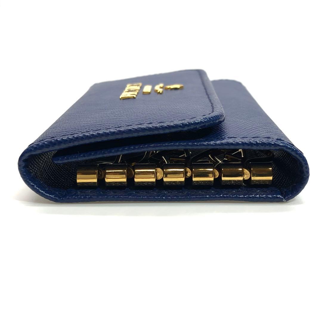 【saki様】未使用級✨箱付 プラダ サフィアーノレザー 6連キーケース ブルー