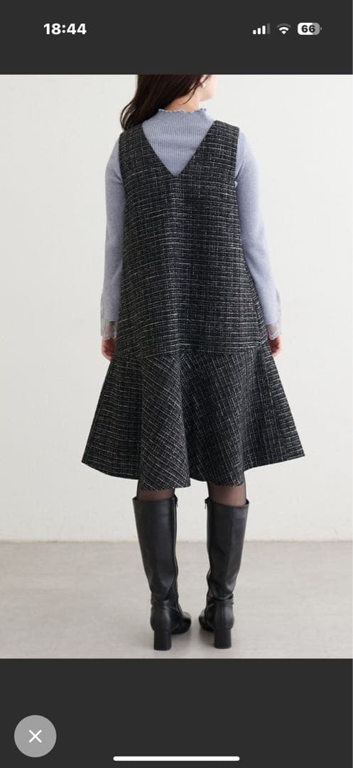 〈canami〉ツイードチェックミニワンピース