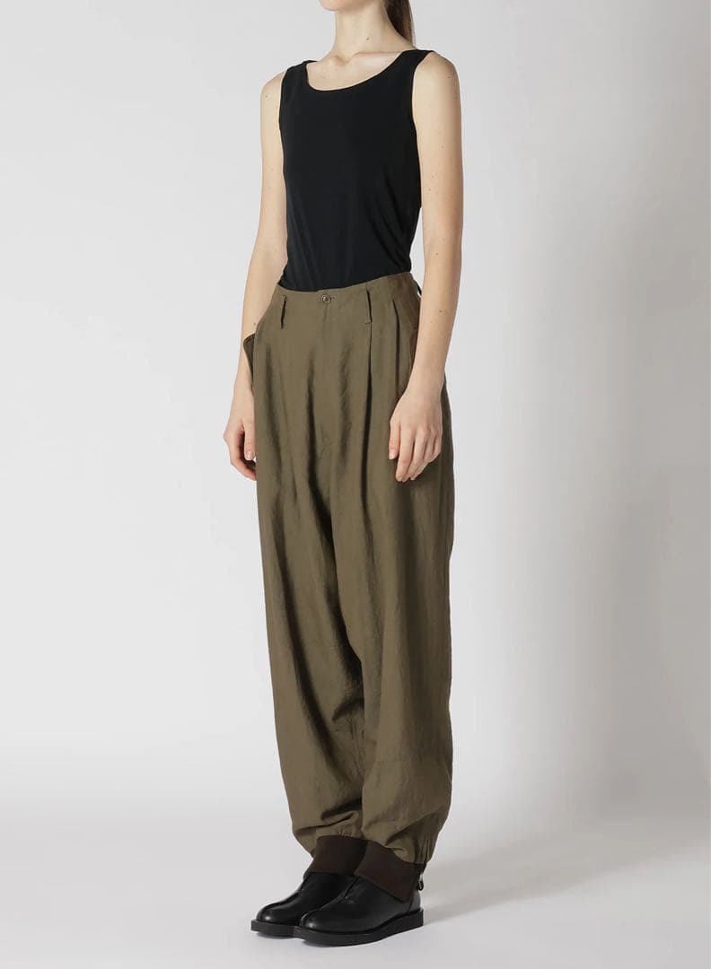 新品 Y's コットンリネン セルロース リブパンツ