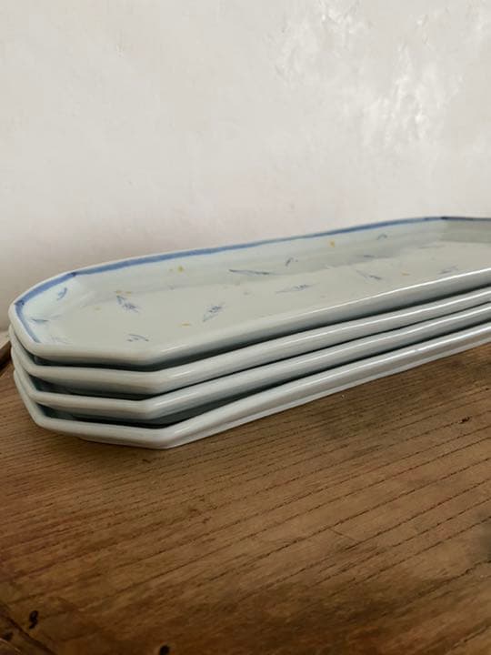 稲村真耶　稲文長々皿　４枚セット