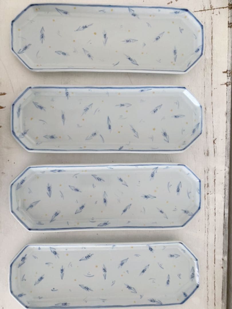 稲村真耶　稲文長々皿　４枚セット