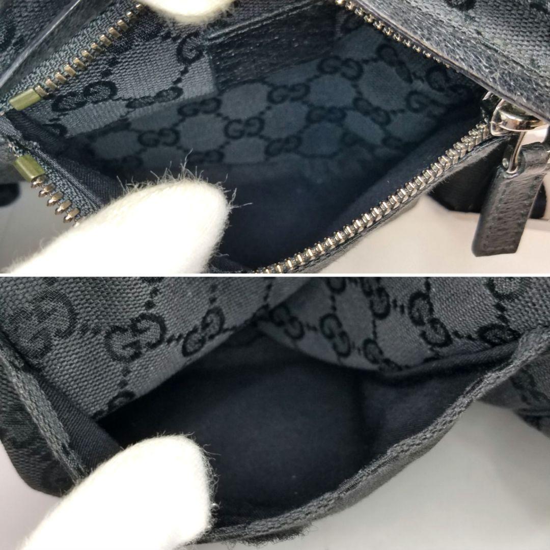 GUCCI グッチ ウエストボディーバッグ 財布 GGキャンバス 黒 ブラック