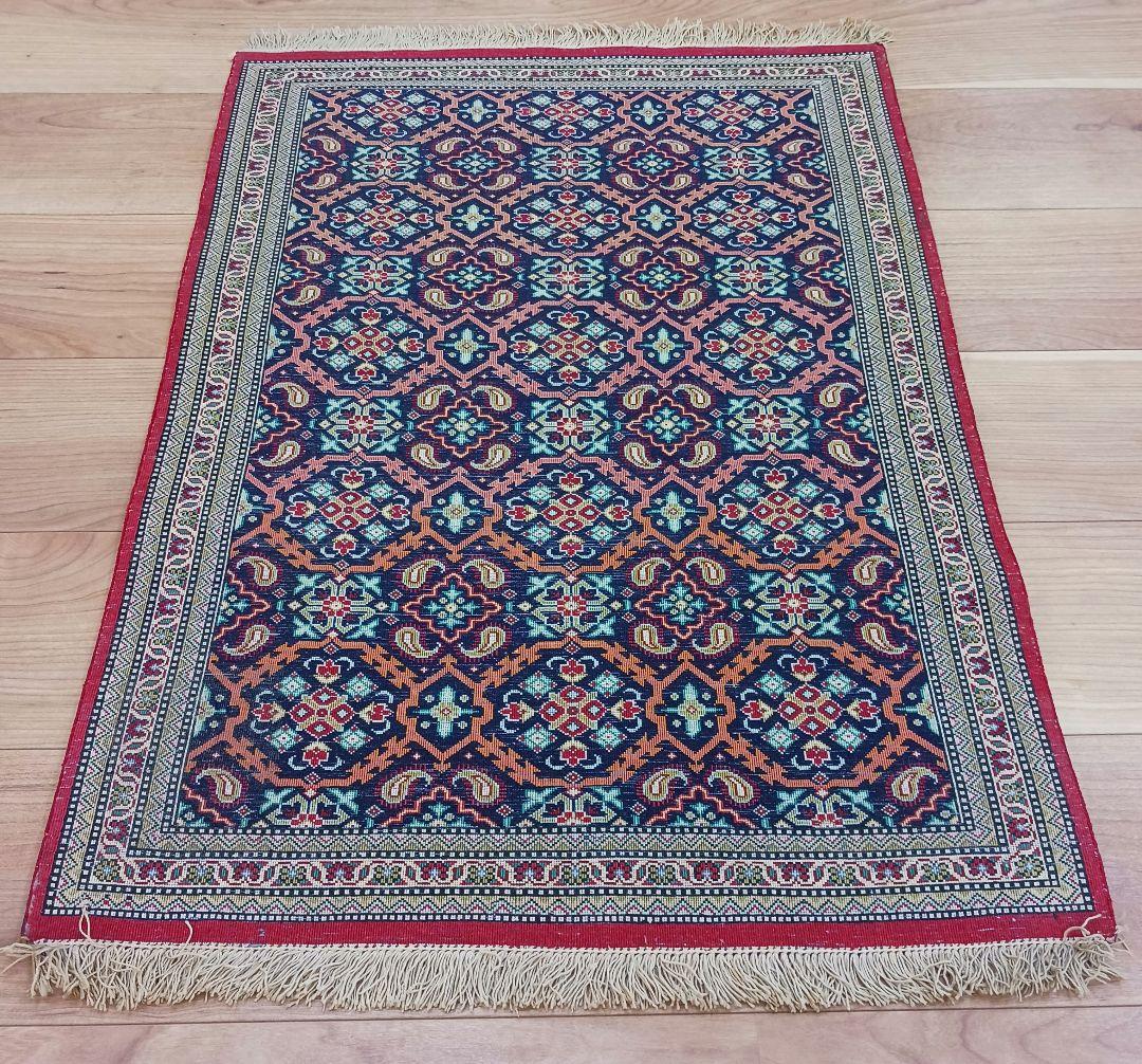 Y3076 ペルシャ絨毯 クム産 シルク100% 手織80万ノット