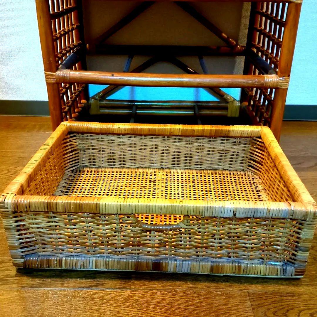 ヴィンテージ アーチラタンラック オープンラック 籐家具 収納 ナチュラル