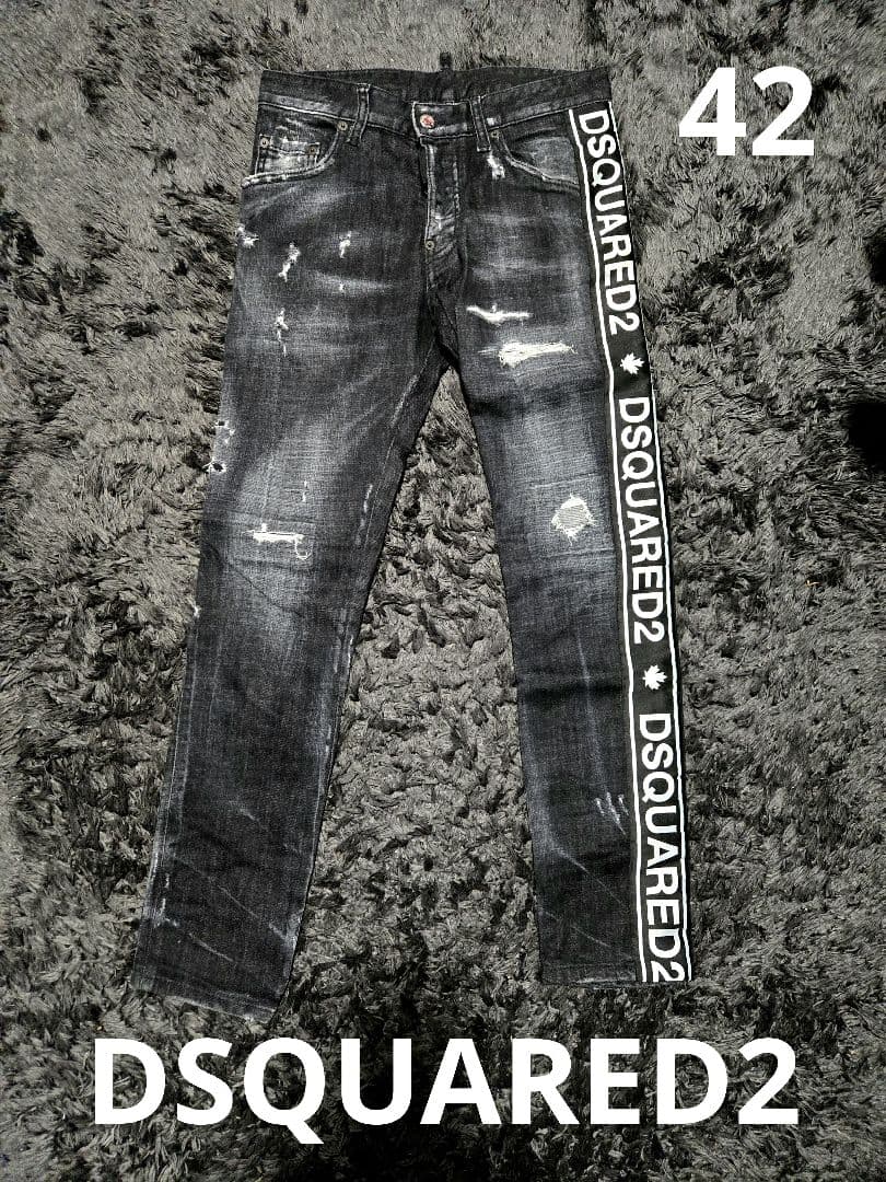 DSQUARED / ディースクエアード サイドラインロゴ デニム 42