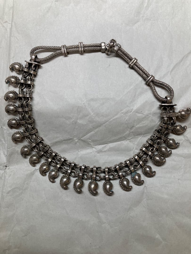 ヴィンテージ 伝統 インド ラジャスタン シルバー ネックレス 79.55g