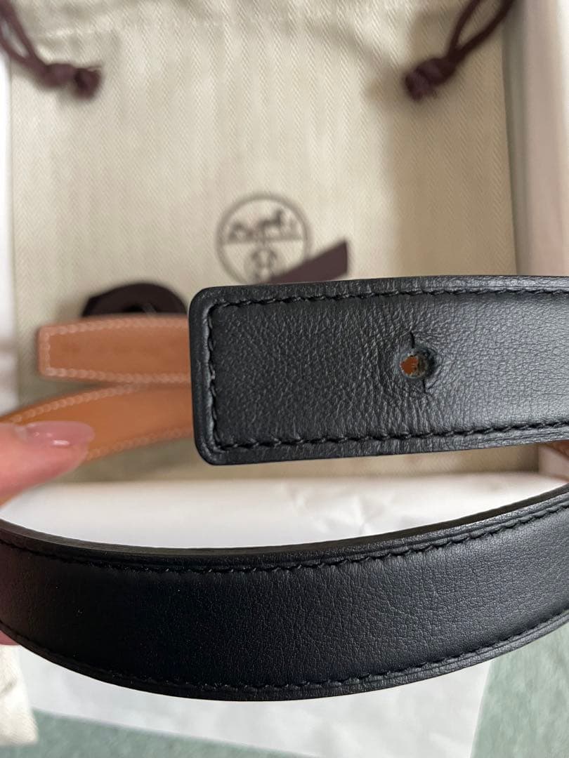 エルメス バックル 黒 ＆ リバーシブル レザーベルト24 サイズ 70