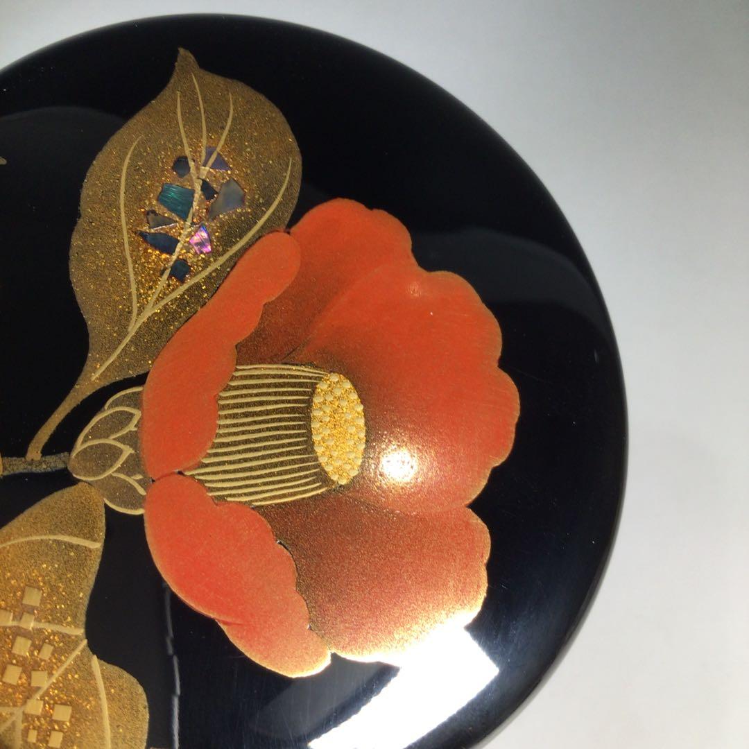 N727 棗 『輪島塗』『平野涛山作』『螺鈿』『椿蒔絵』『中棗』 共