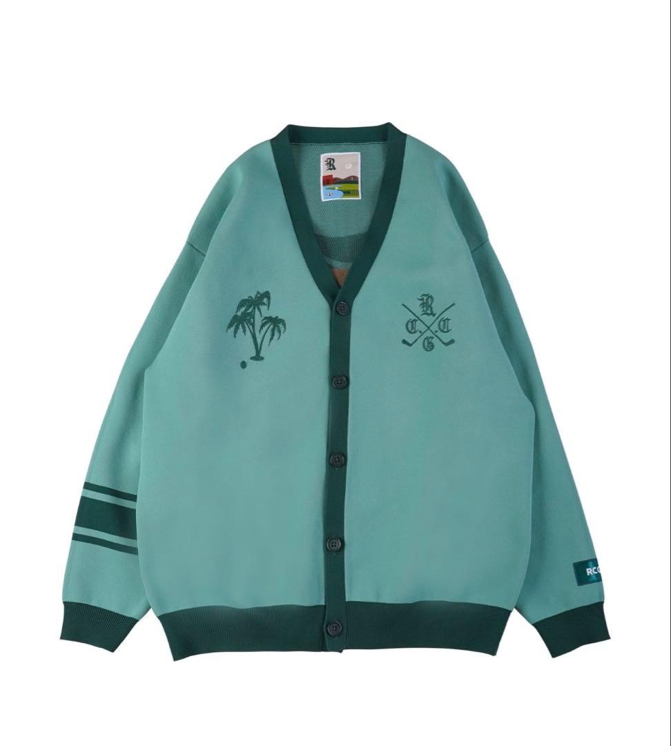 水色 ボタン付きカーディガン reroomゴルフウェア