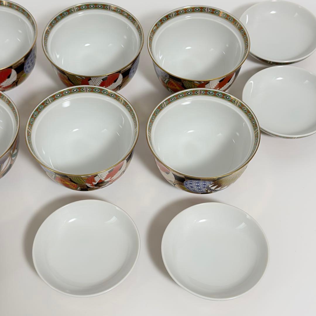 庫山窯　色絵手まり　蓋付き丼　小丼　蓋付き煮物碗　 6客