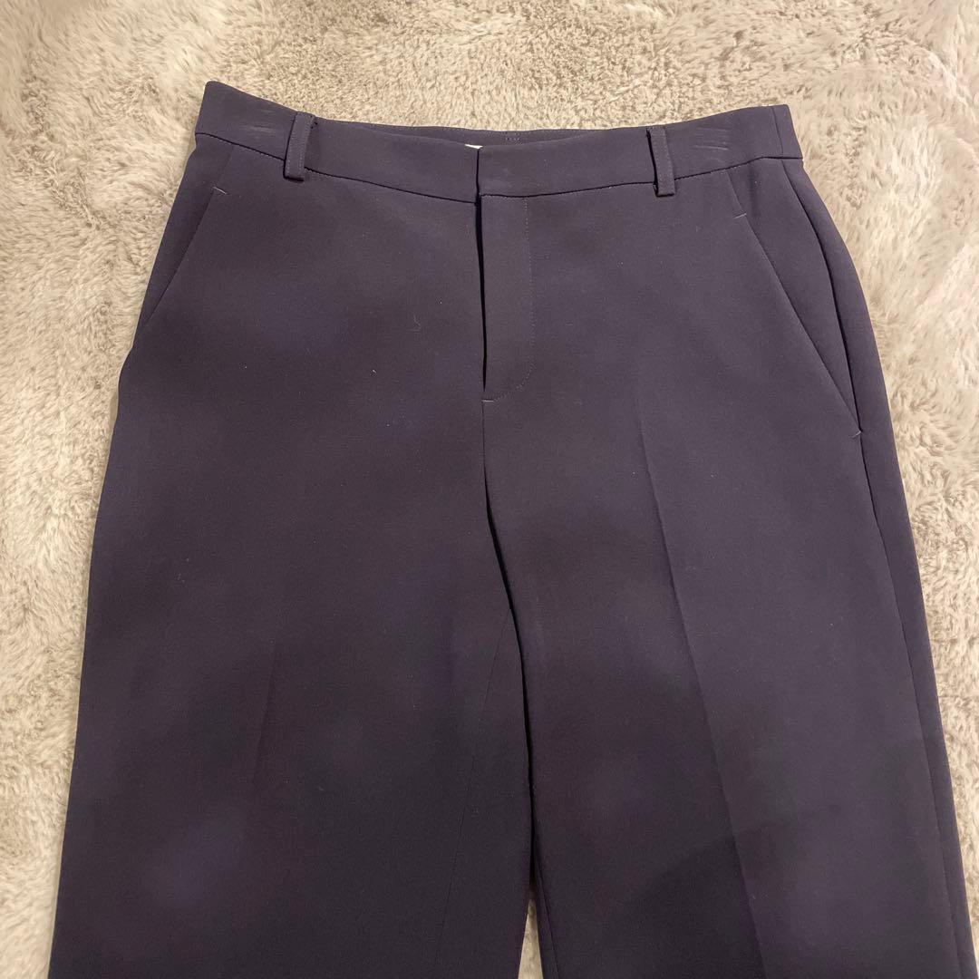 23区 トリアセテートダブルジョーゼットセットアップネイビー38 美品