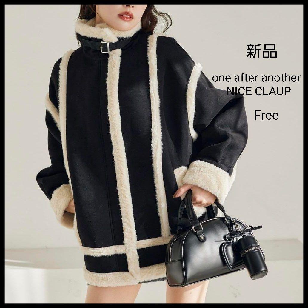 新品】ナイスクラップ ムートンコート フェイク 黒 - メルカリ