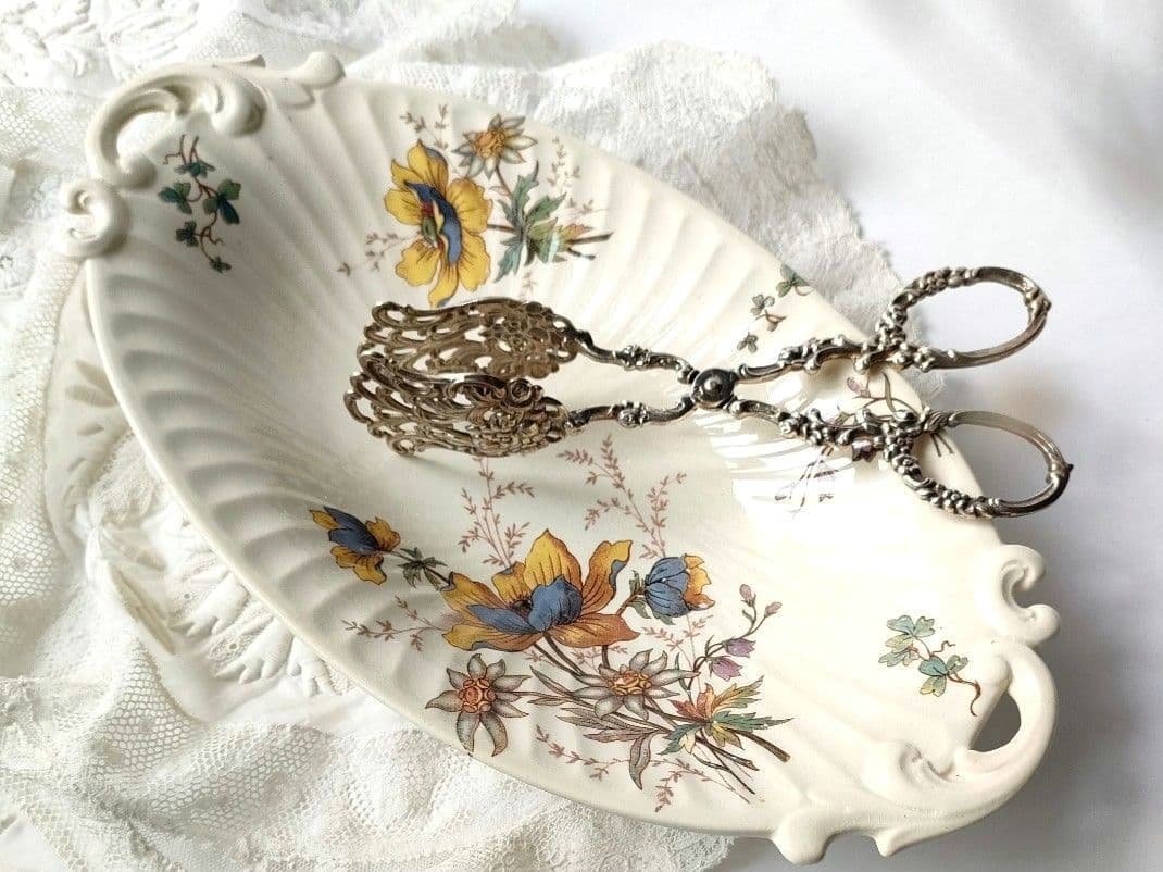 希少 美品 サルグミンヌ 多彩色 お花のラヴィエ フランスアンティーク