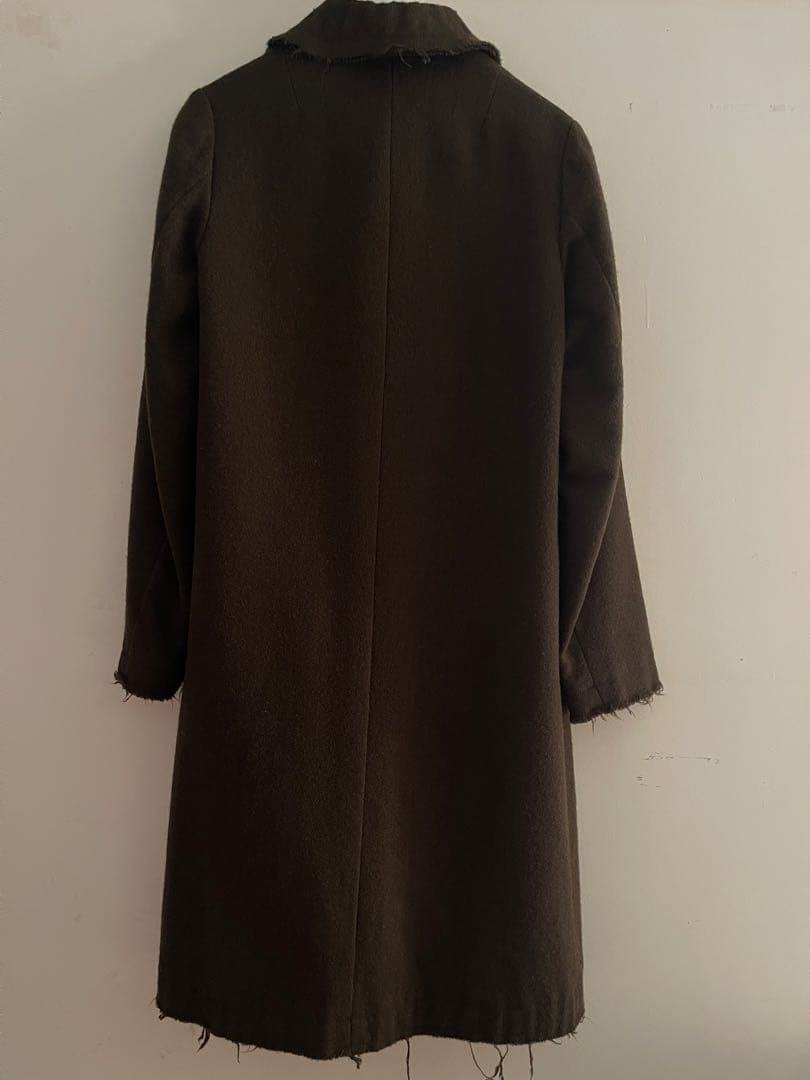 トリココムデギャルソン☆切りっぱなしウールコート カーキ S