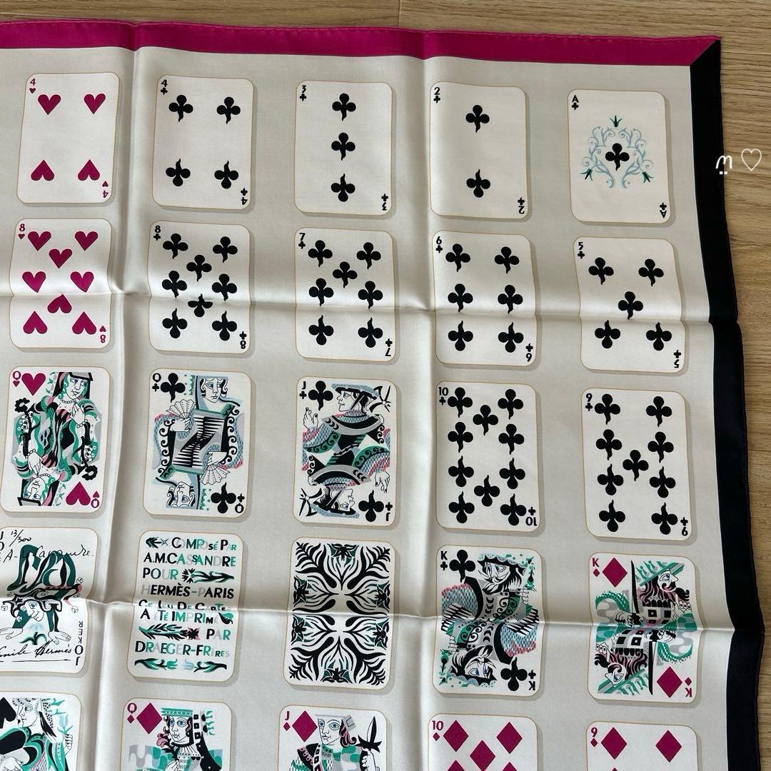 HERMES エルメス カレ90 ジュドゥカルト トランプ柄 シルクスカーフ