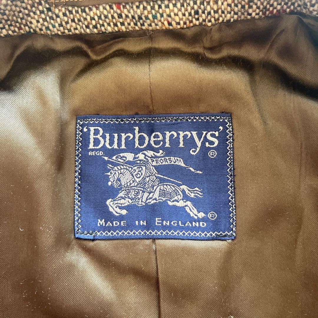 極美品　バーバリー　アイリッシュツイード　ステンカラーコート　ベルト　イギリス製