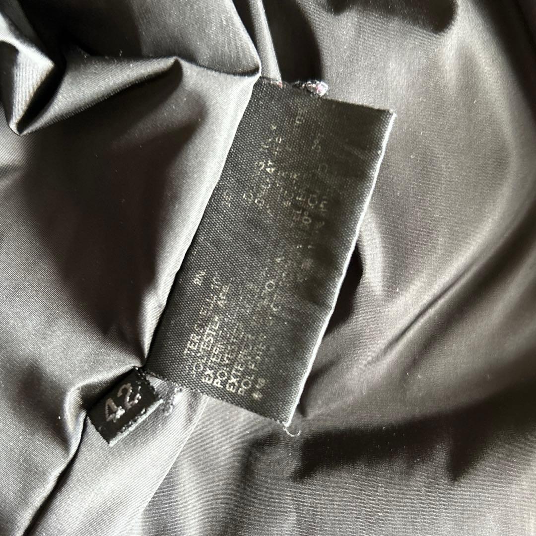 PRADA ブラック ナイロン ロングコート ステンカラー 後ろ襟ロゴあり