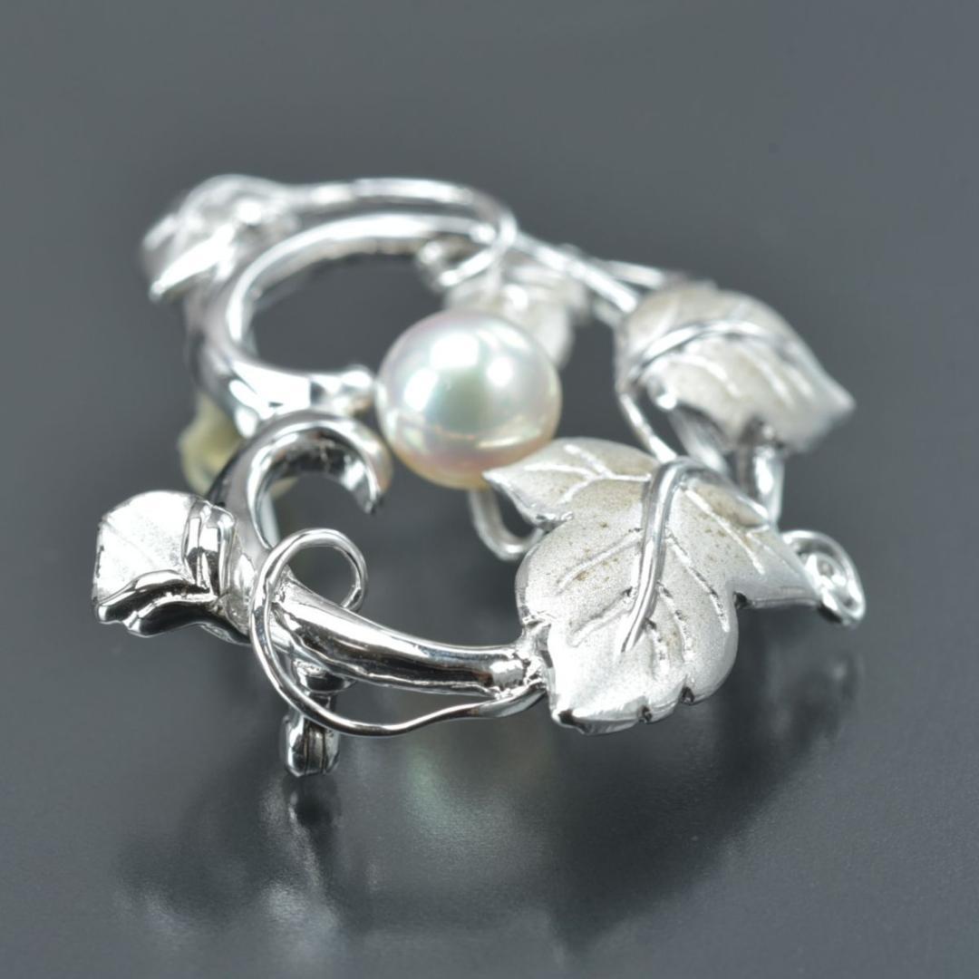 美品 TASAKI ブローチ パール幅7.1mm重さ6.9gSV リーフ ハート