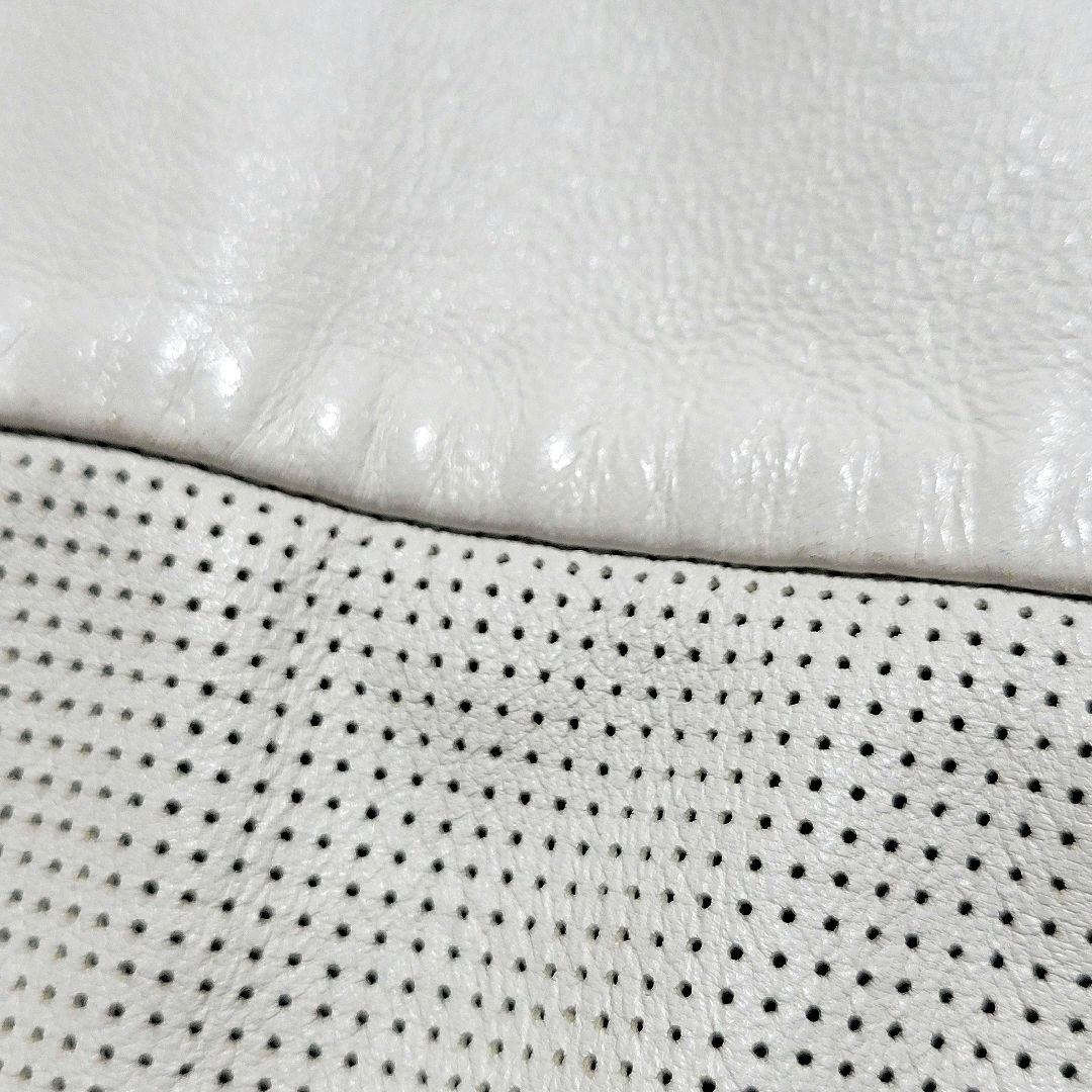 【美品】ADORE　パンチング レザージャケット ノーカラー 羊革 38 白