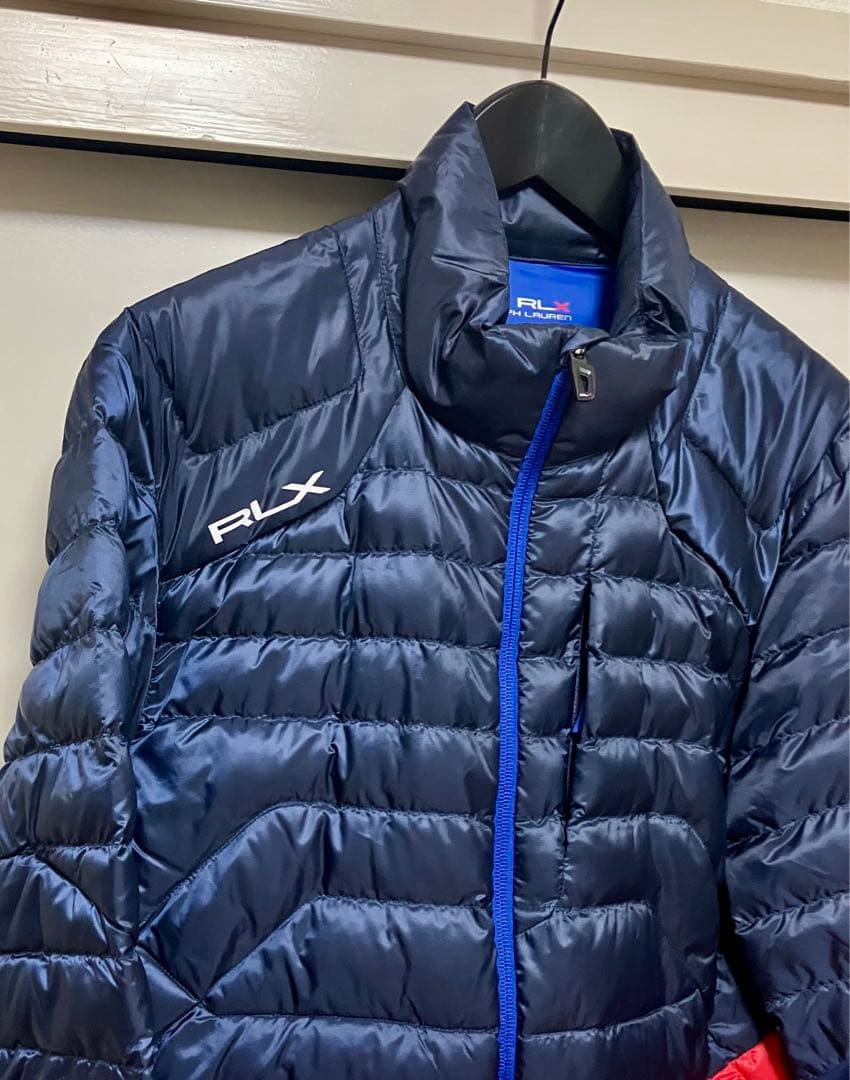 RLX ラルフローレン ゴルフ ダウンジャケット ネイビーx赤