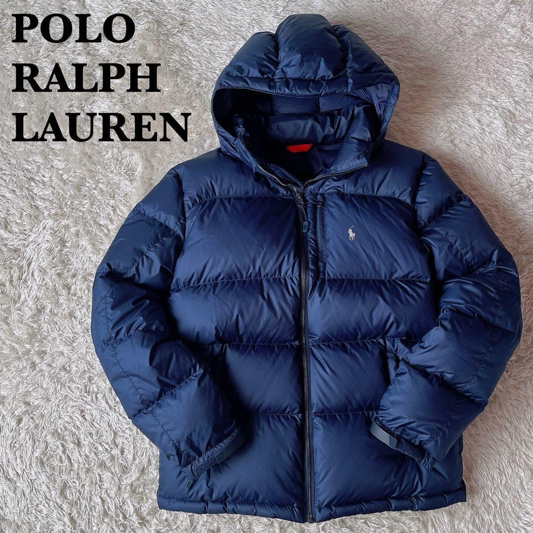 美品】ポロラルフローレン ダウンジャケット ポニーロゴプリント 紺