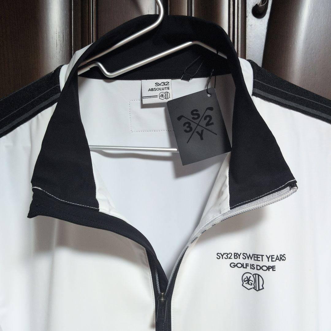 SY32:メンズ:Lサイズ:フルジップ　ストレッチ ジャケット:白