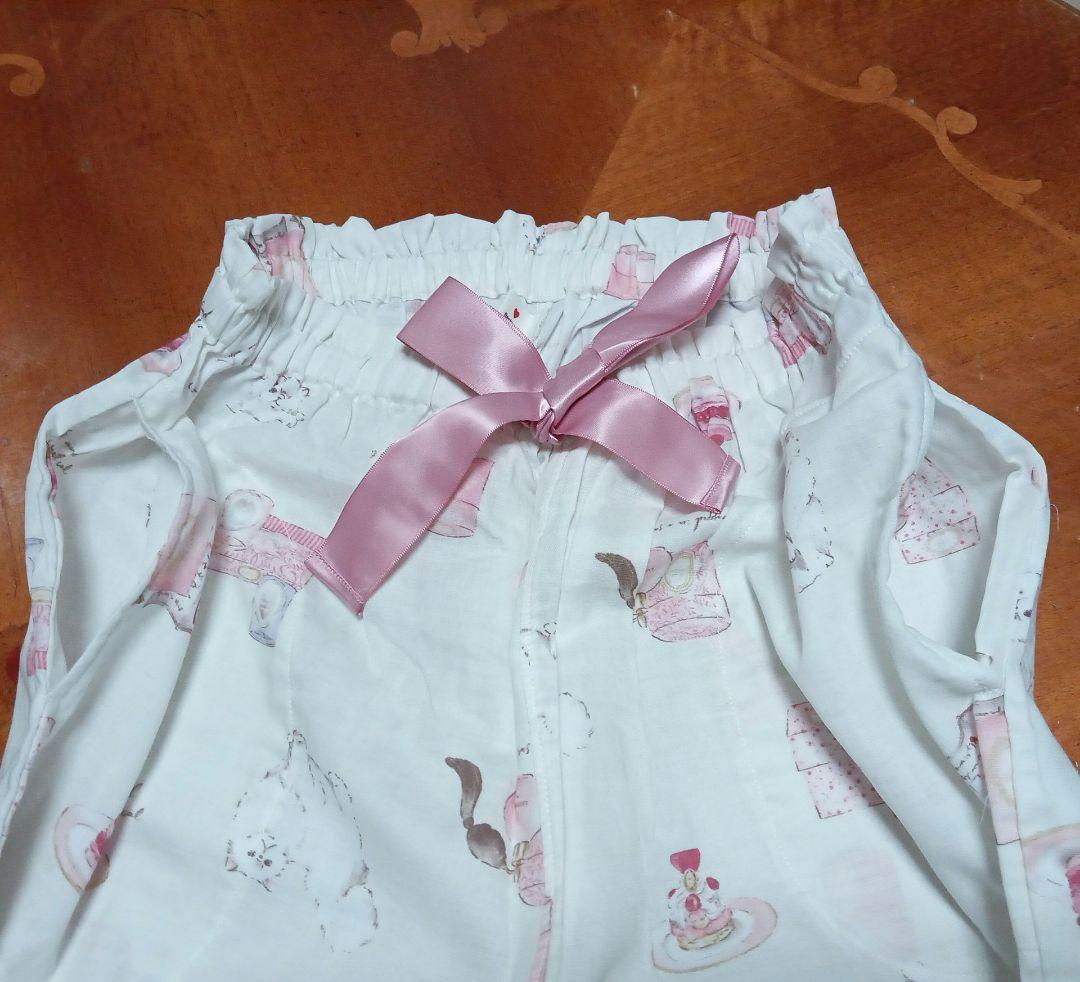 ◎新品 Laduree スクレ ラデュレ パジャマ フリル袖 Wガーゼ ホワイト