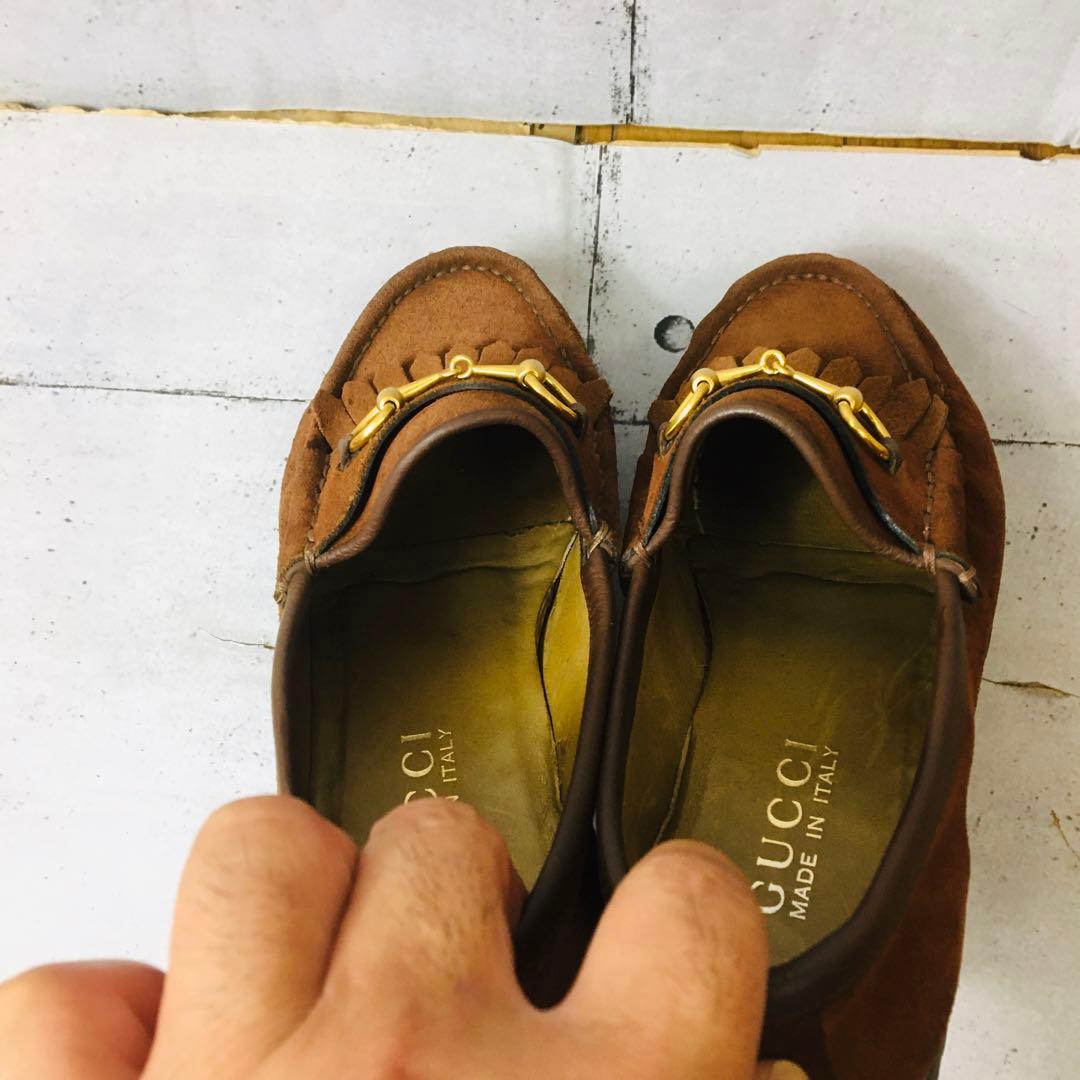 美品　GUCCI グッチ　ホースビット　スゥエード　　レディース35 ハーフ