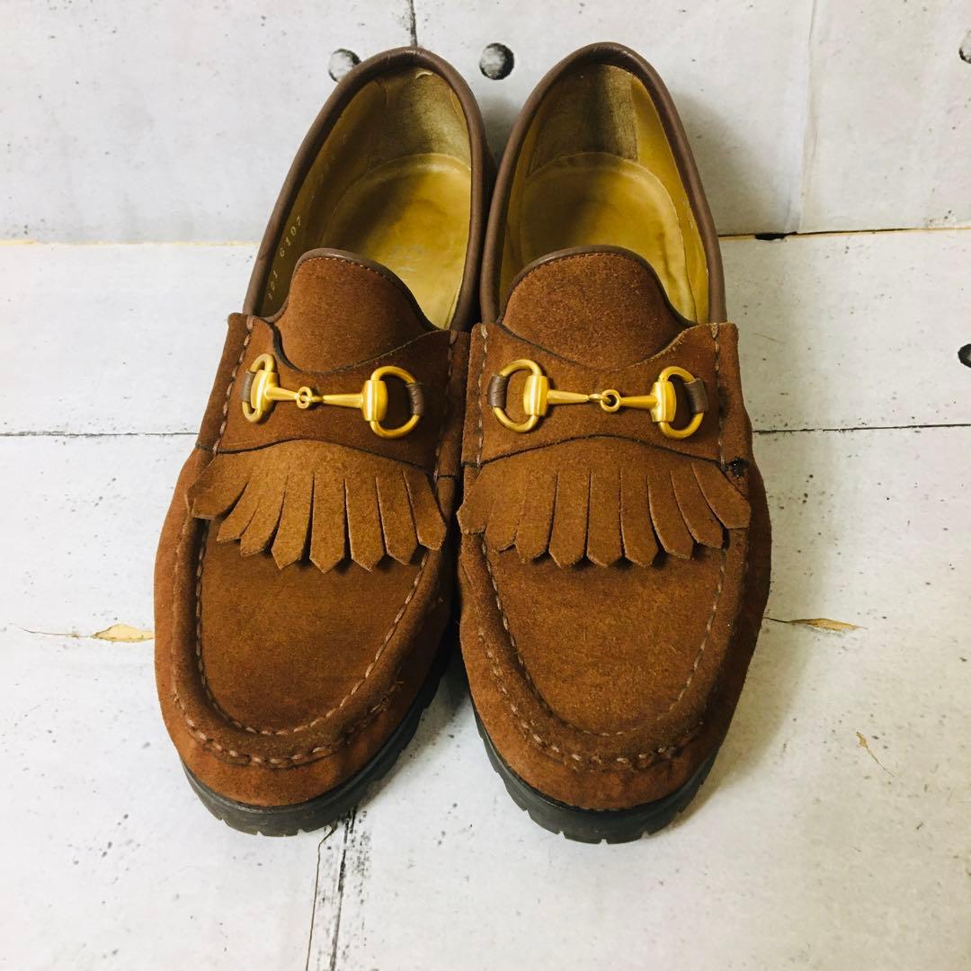 美品　GUCCI グッチ　ホースビット　スゥエード　　レディース35 ハーフ