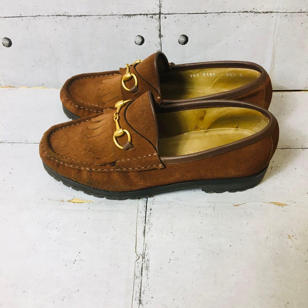 美品　GUCCI グッチ　ホースビット　スゥエード　　レディース35 ハーフ