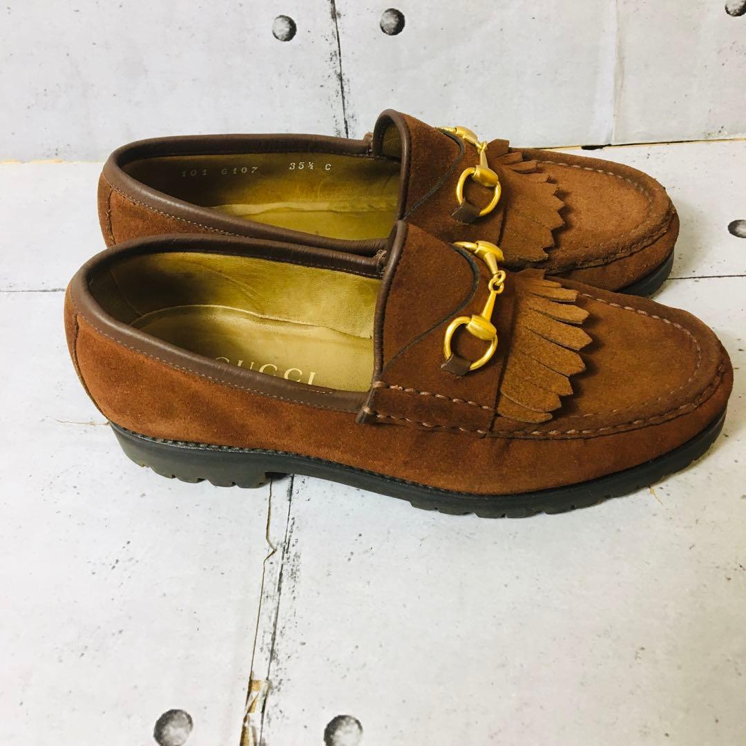 美品　GUCCI グッチ　ホースビット　スゥエード　　レディース35 ハーフ