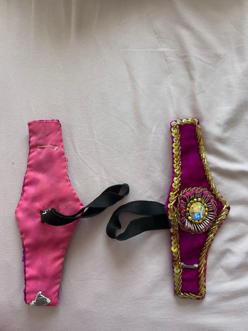 ベリーダンス 衣装　セットアップ フリンジ ピンク　ベロア