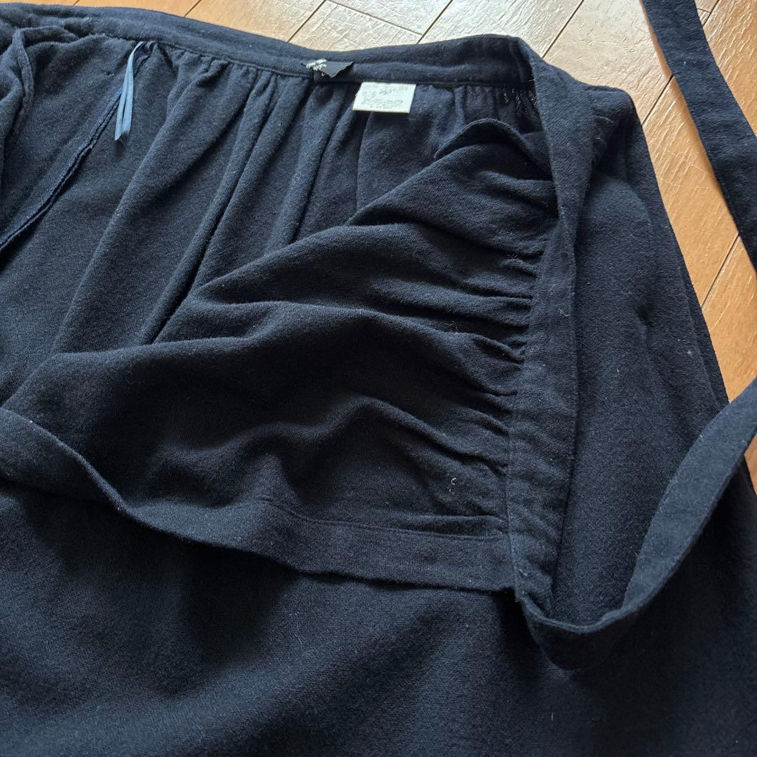 トリココムデギャルソン 巻きスカート ラップスカート ロング ネイビー ウール