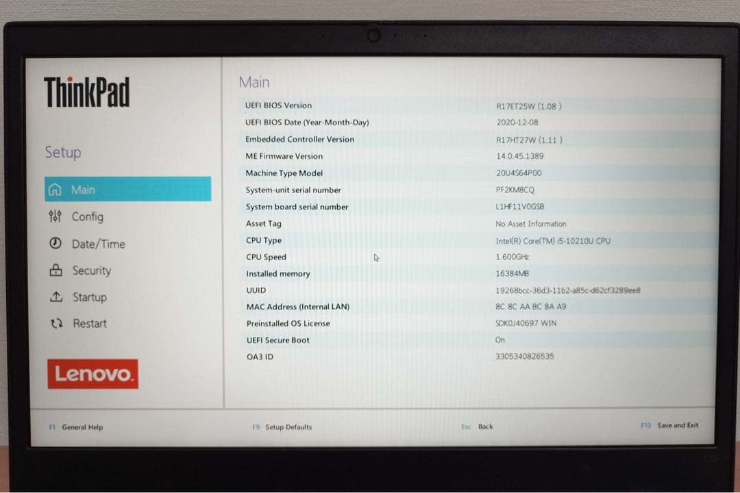 ThinkPad L15 第10代 i5 16GB 256GB office付き