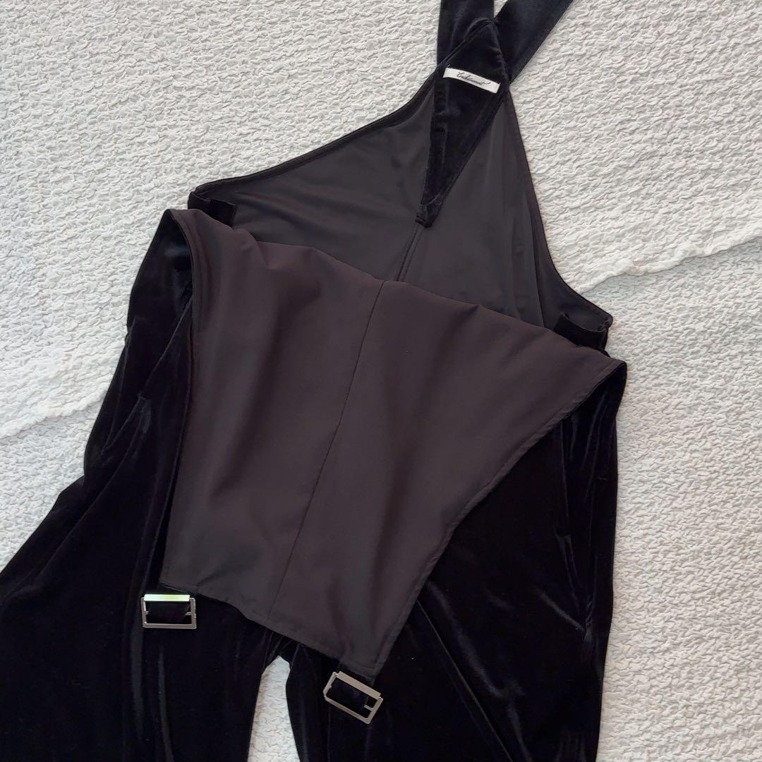 アンシェヌマン ベロア オーバーオール サロペット 黒 定価約3万円 ブラック