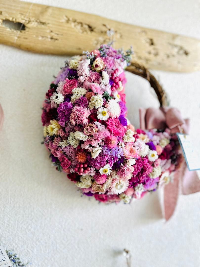 リース　ドライフラワー　ドライフラワーリース　スワッグ　ピンク　母の日　父の日