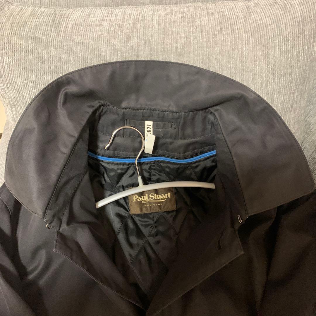 ポールスチュアート　メンズ　ステンカラーコート　ライナー取外し付き　ブラックLL