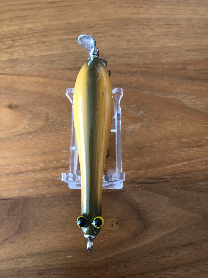 名称不明ハンドメイドトップウォーター ペンシル型ルアー オリーブ木目調