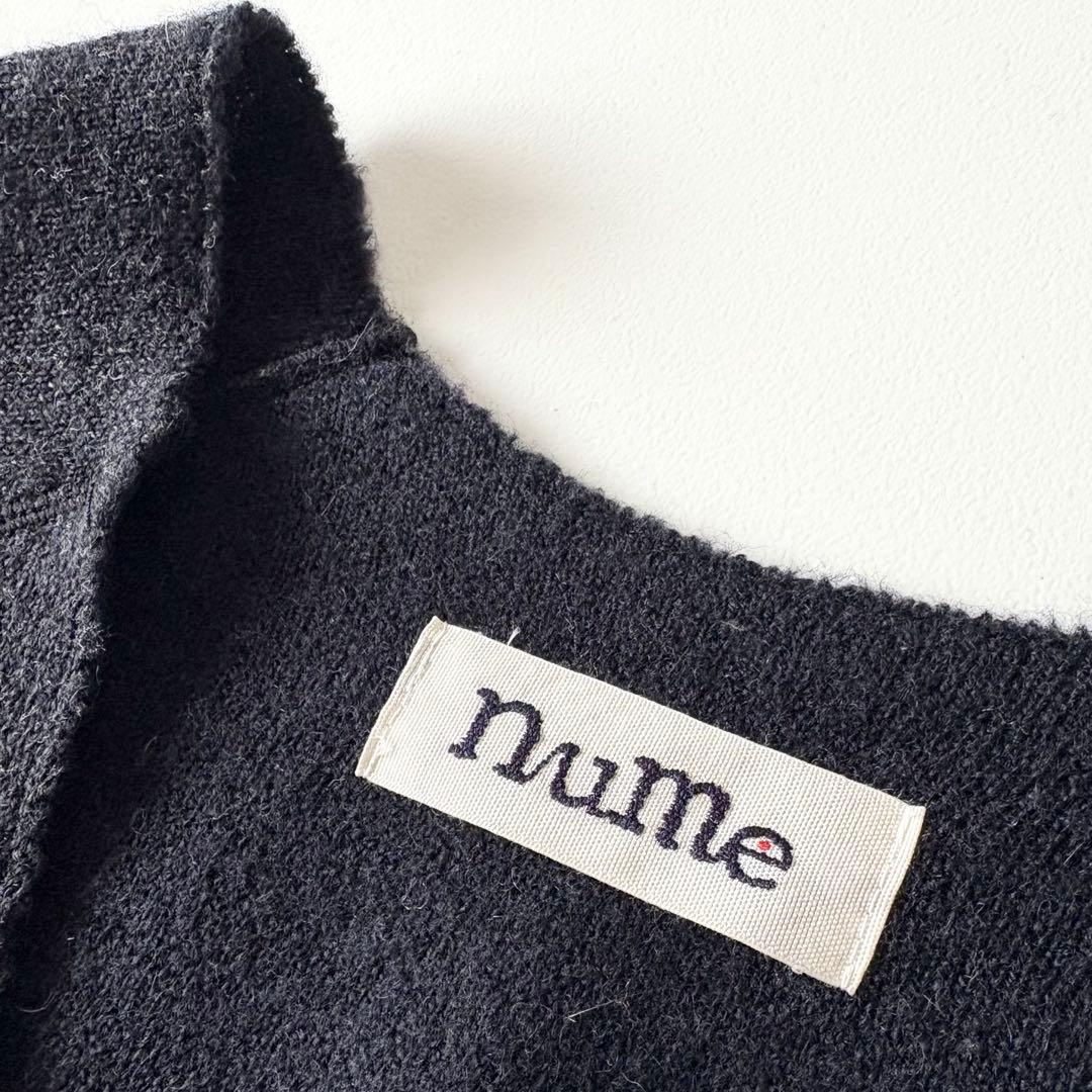 nume　ヌメ　ウール100%　ノーカラー　ニット　ロングコート　カーディガン