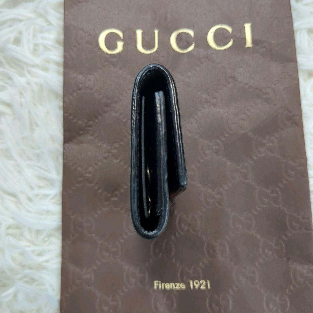 GUCCI　グッチ 6連キーケース シェリーライン スター GG柄　レザー 黒