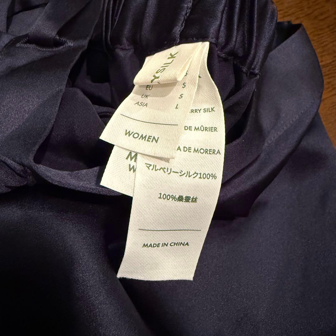 LILY SILK シルク パジャマセット ネイビー　L