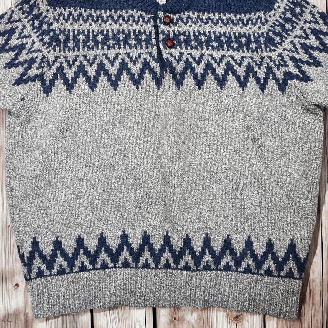 12M516◯ L.L.Bean 求心柄 くるみボタン ニット セーター XL