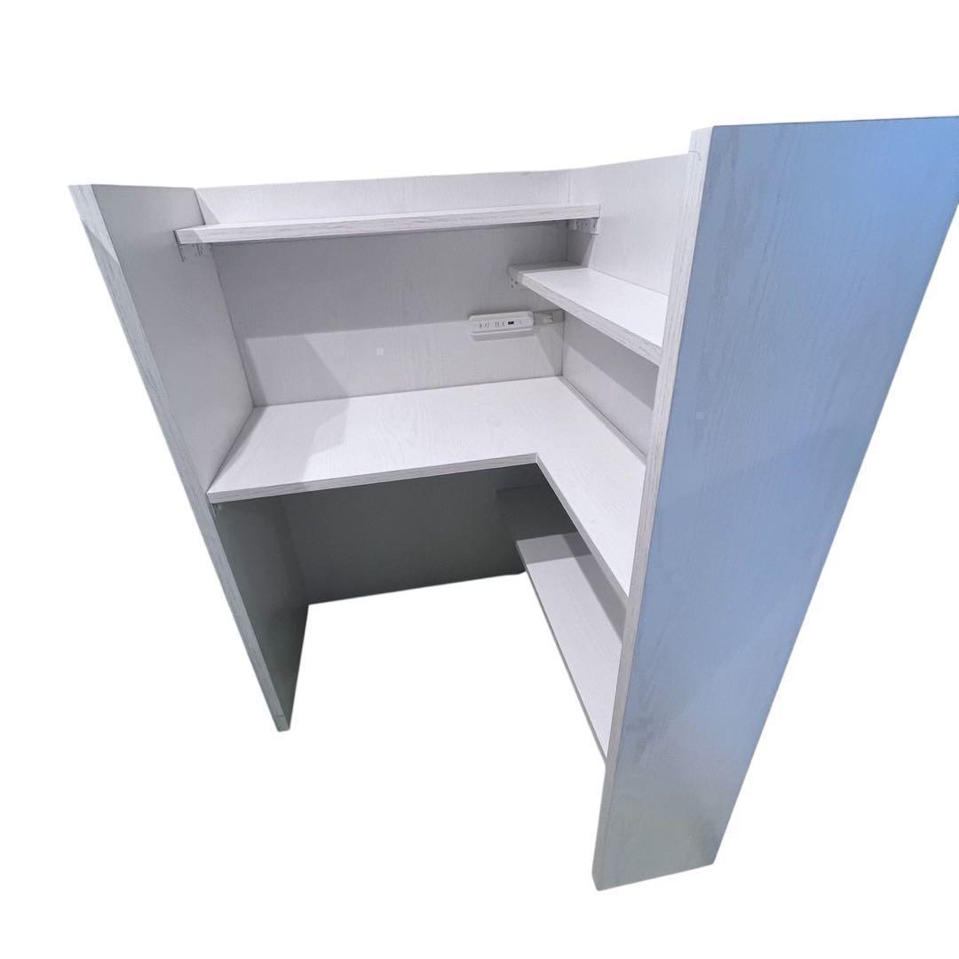 中古 おこもり個室デスク幅90 オフィス デスク 机 つくえ ホワイト ①②