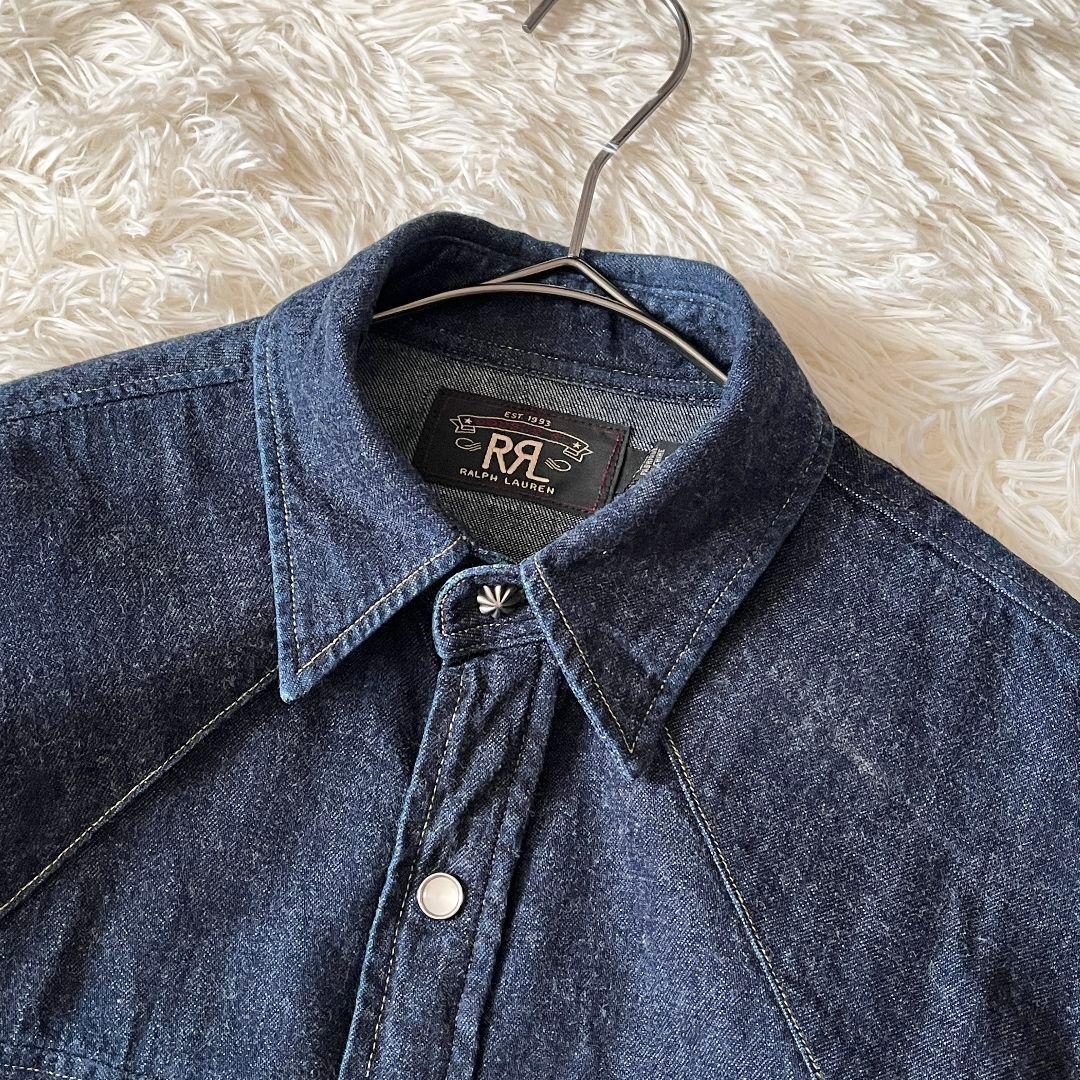 希少S RRL 天然インディゴ ウエスタンシャツ