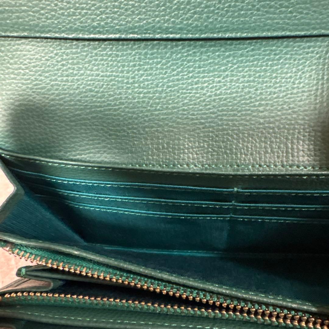 傳濱野 monna wallet リボンシリーズ グリーンレディース 本革 財布