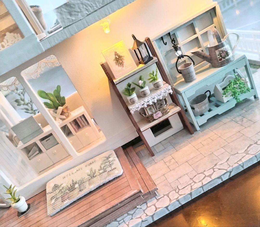 *完成品*ドールハウス 360度型 3階建て 屋上 プール オルゴール カバー付